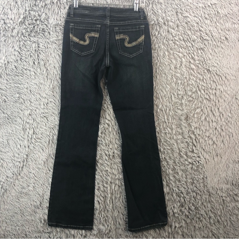 Revolt Jeans Womens Size 3 Black Whiskered Straight Leg Embroidered Denim